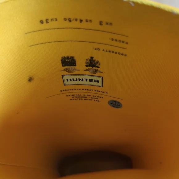 Hunter Original Kids Gloss Classic Yellow Rain Boots Big Kid 4 Youth - Picture 11 of 11